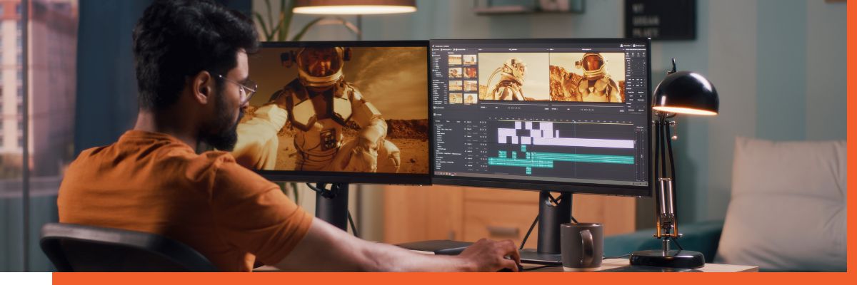 Man working on video animation